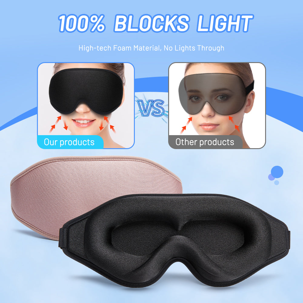 3D Memory Foam Sleep Mask with soft contoured design for eye comfort