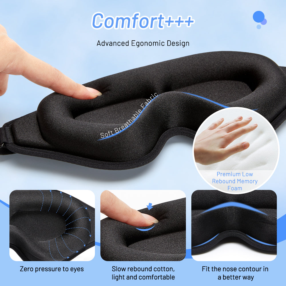 3D Memory Foam Sleep Mask with effective light-blocking design