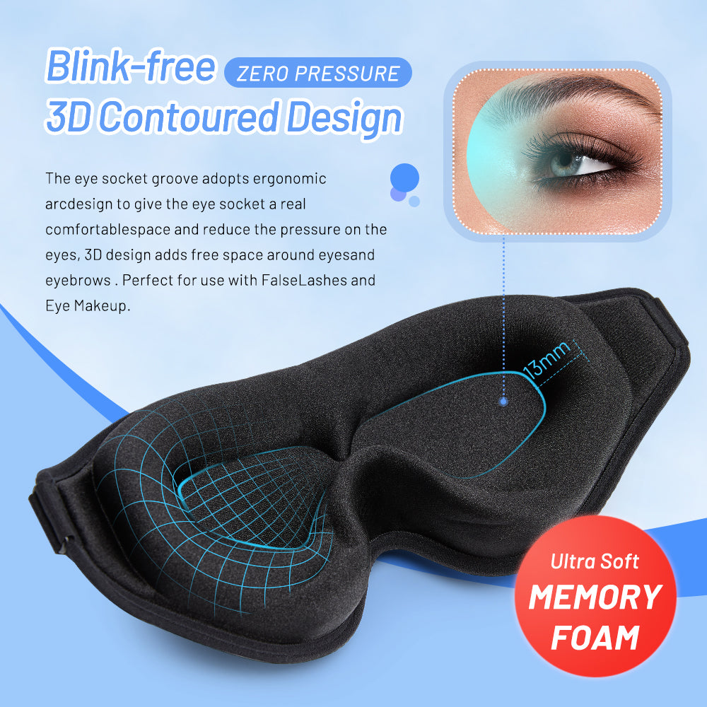 Comfortable 3D Memory Foam Sleep Mask for travel and home use